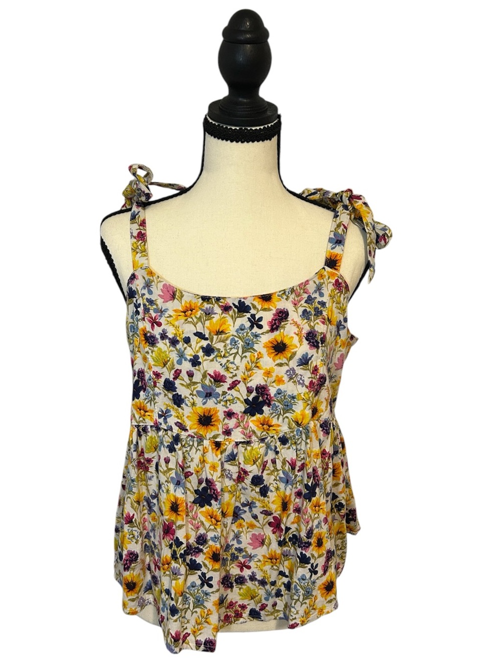 Old Navy Tie Shoulder Floral Print Wildflower Cami Swing Blouse Sz M